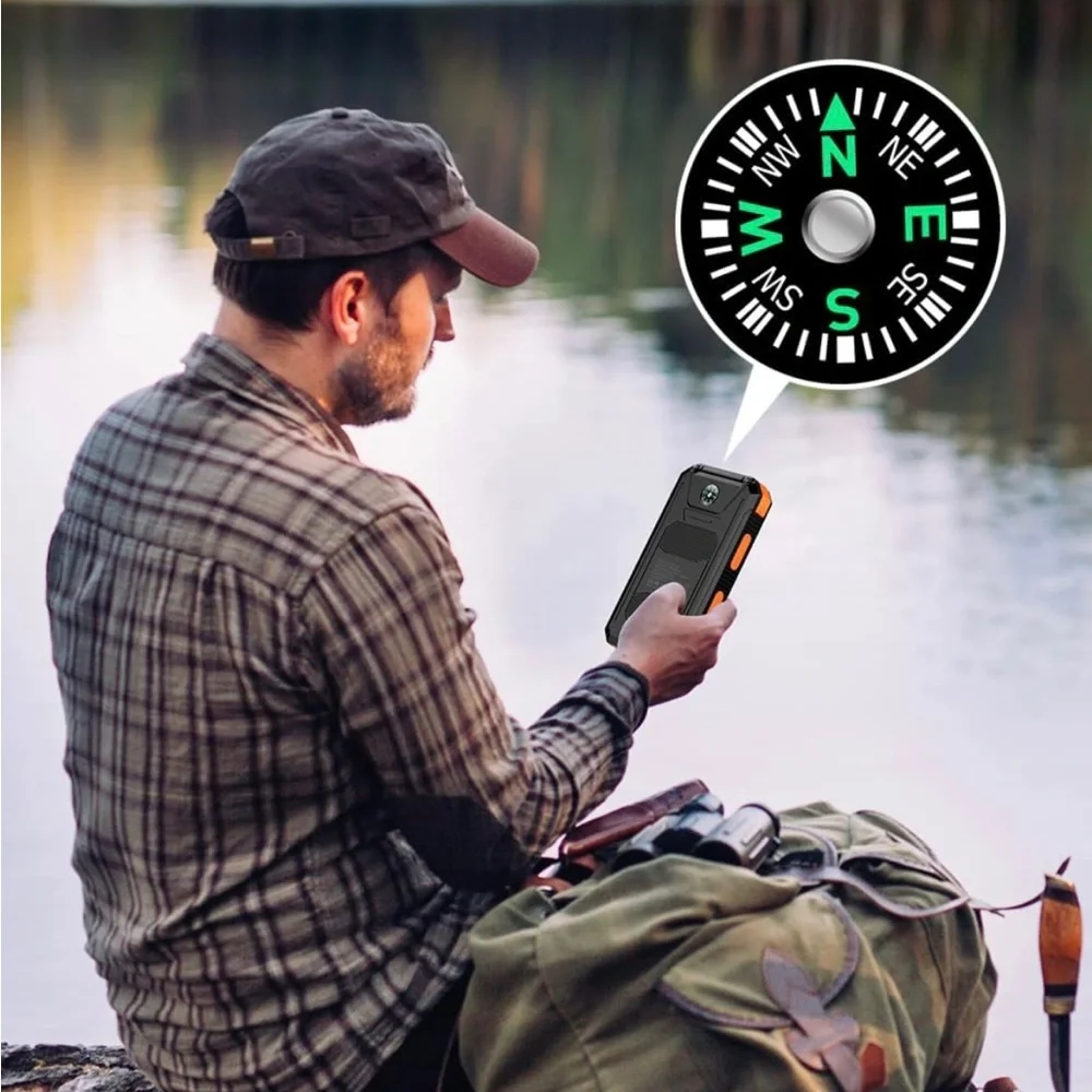 Solar Charger Power Bank Portable Charger Fast Charger All Cell Phones Orange